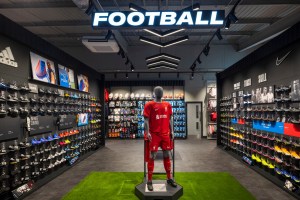 A photo of the football retail area within Sports Direct