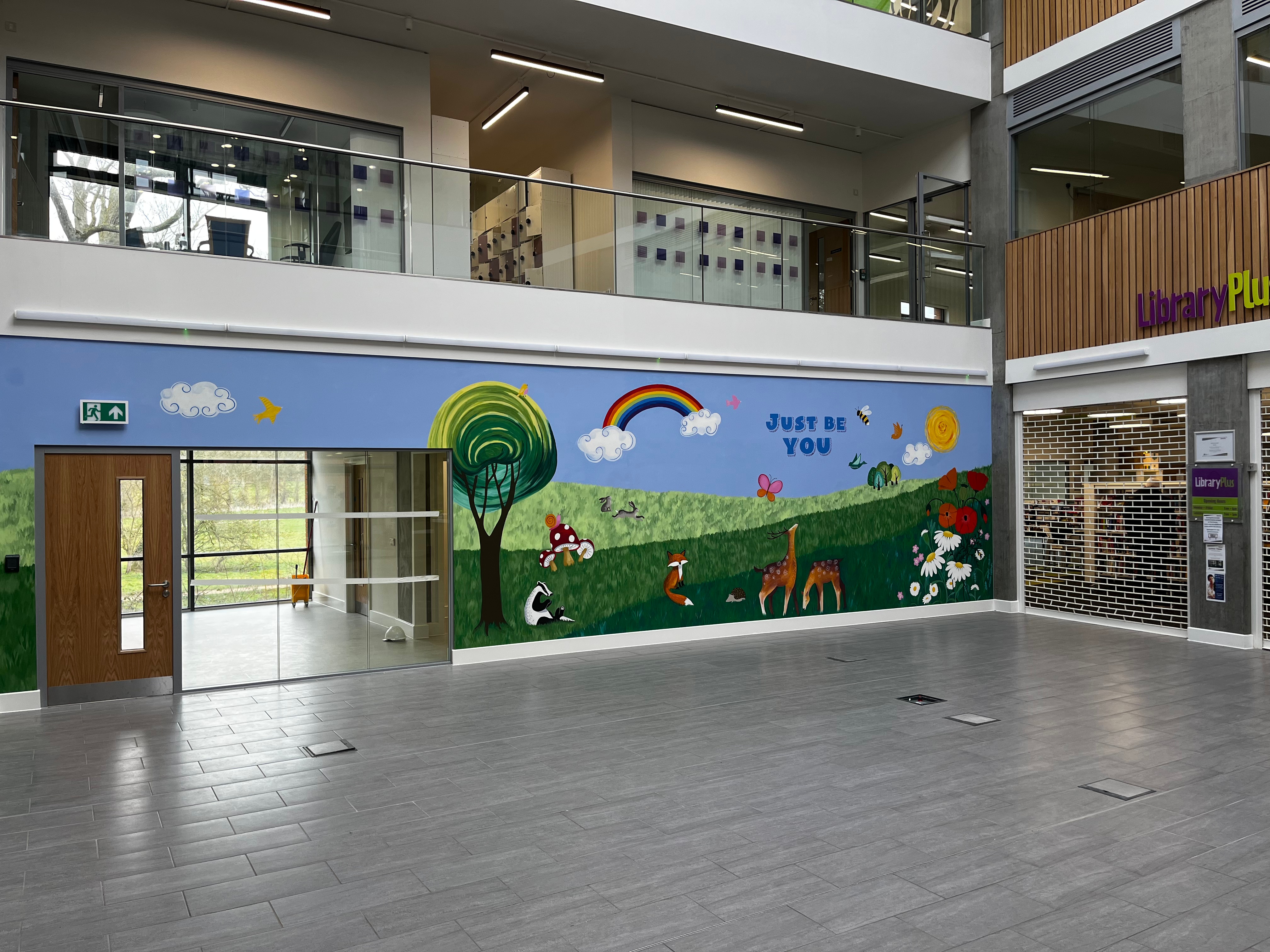 Photo of the mural within the reception area of the recently refurbished Forum building in Towcester